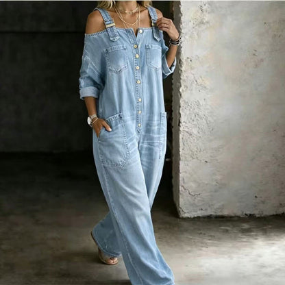 Vaelin — Wide-Leg Overall Jumpsuit with Pockets